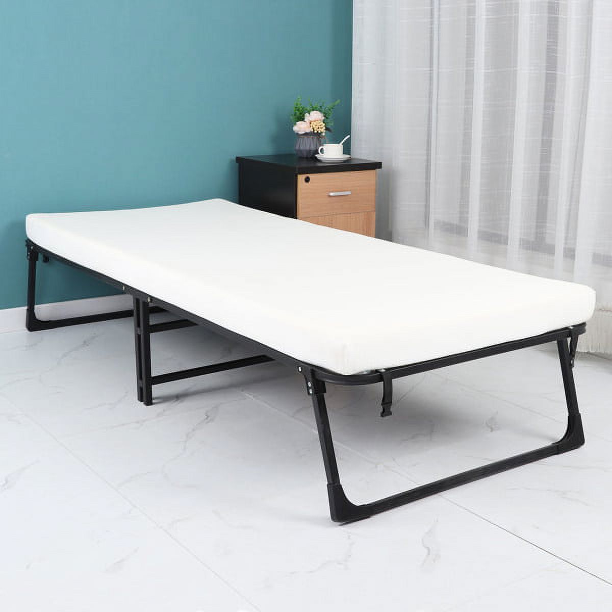 Folding Bed with Mattress, Foldable Guest Bed Portable Beds for Adults