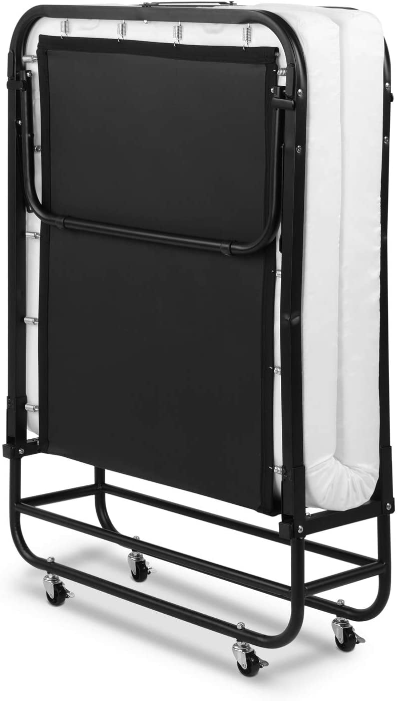 Folding Bed with Mattress, Rollaway Guest Bed for Adults/Children,Metal Fold Up Bed Twin