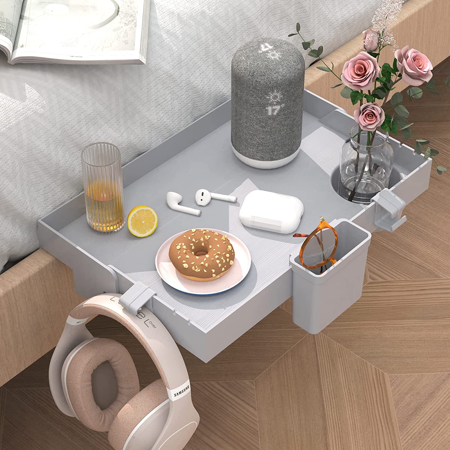 Folding Bedside Shelf, Bunk Bed Shelf Organizer for Top Bunk Clip On