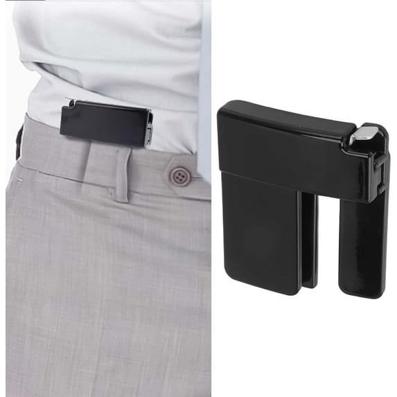 Folding Belt Clip Adjuster Multifunctional Waist Fastener ABS Durable Non-Slip Pants Buckle Waistband Tool(Black)