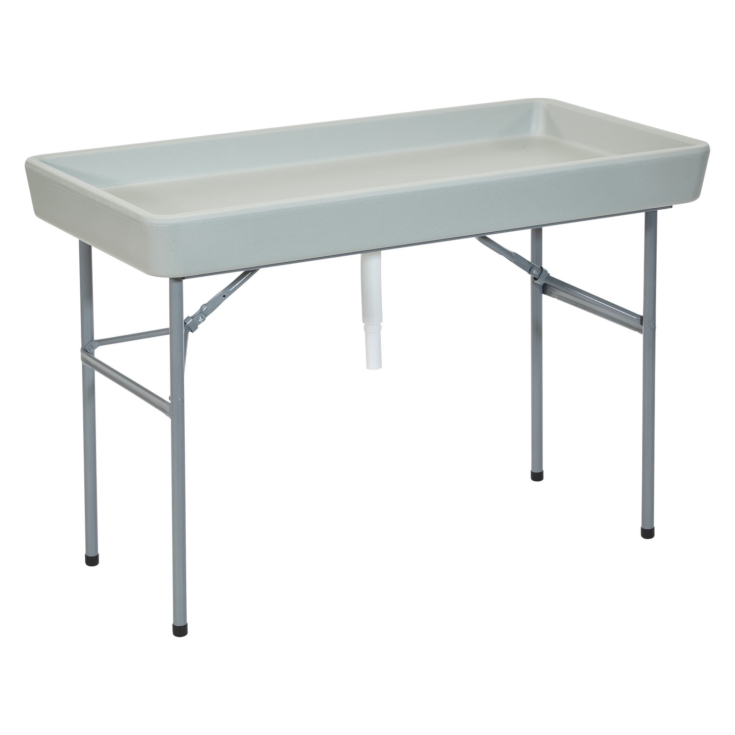 Folding Beverage Ice Cooler Table in Resin with Sateen removable skirt