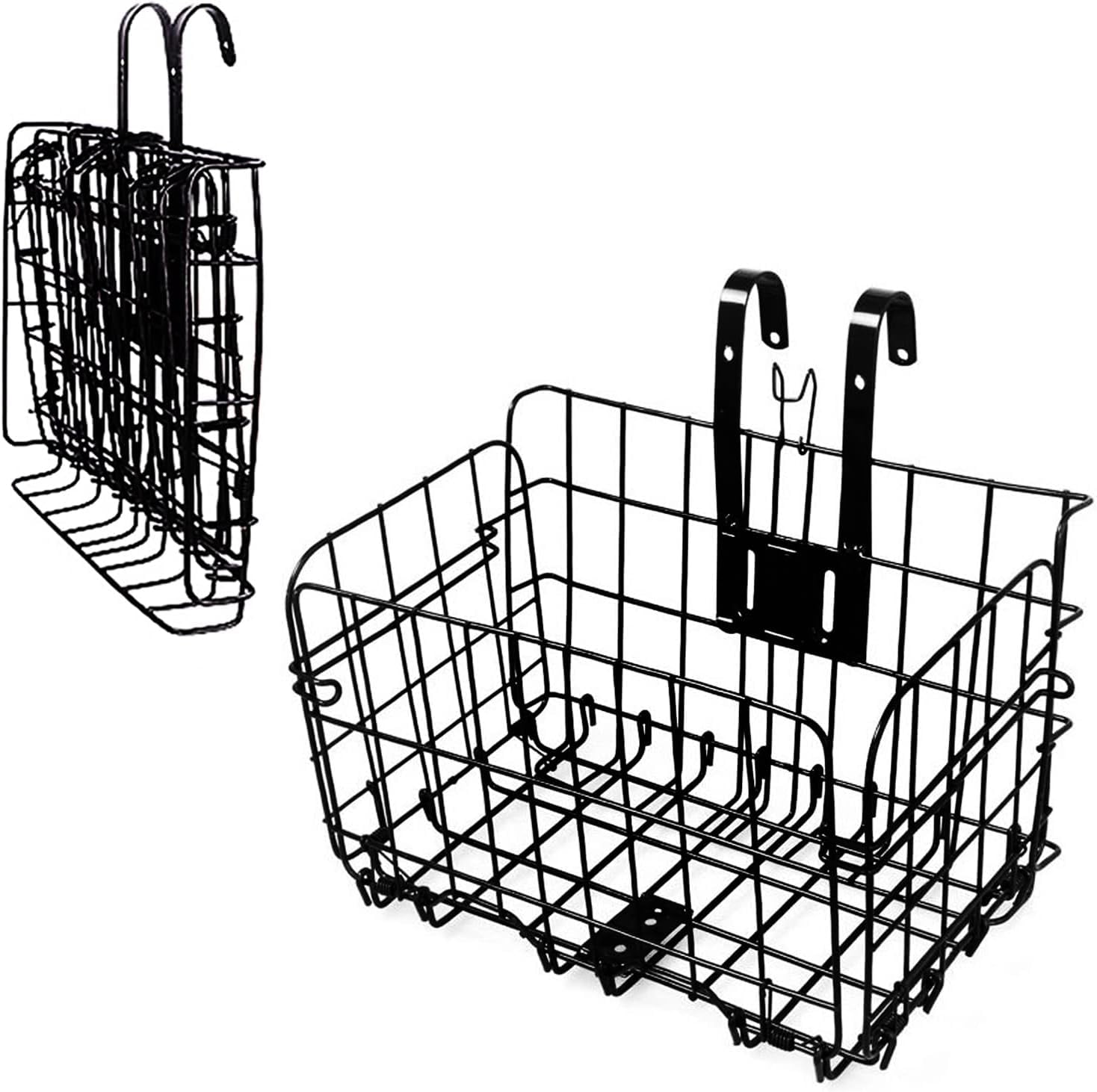 Folding Bike Basket, Lift-Off Front Bike Basket with Handles Easy Installation Rear Cargo Rack - Bicycle Bag for Mountain Bike Accessories
