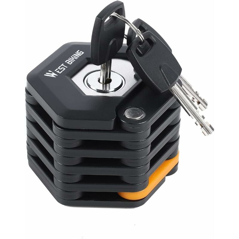 Folding Bike Locks Heavy Duty Anti Theft Bike Chain Lock Alloy Steel Strong Bicycle Lock Foldable With Mounting Bracket With 3 Keys 85cm/33in Long