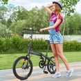thumbnail image 1 of Folding Bikes for Women,Adult Folding Bike with 7 Speed, Adjustable Height Portable Adult Bike, Folding Bicycle with 20" Wheels, Compact Leisure Foldable Bike for Work, School, Black, 1 of 9