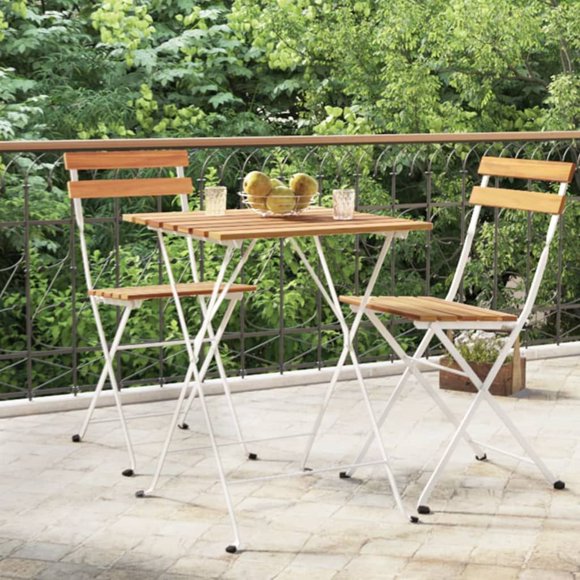 Folding Bistro Table 21.7"x21.3"x28" Solid Wood and Steel Brown