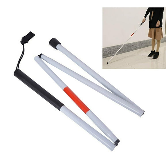 Folding Blind Cane, Reflective Red Folding Walking Stick for Vision Impaired and Blind People, 48 inch Collapsible Non-Slip Aluminum Cane, 1 Pcs