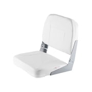 Folding Boat Seat Low Backrest - Fishing Boat Seat with Cushion & Aluminum Hinges - Waterproof Marine Seat for Ships, White