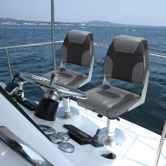 Folding Boat Seats, High Back Fishing Boat Seat, Comfortable Boat Chairs with Thick Sponge Padding and Hinge for Sightseeing Boat, Speedboat