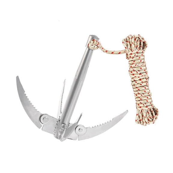 Folding Boats Anchor Grappling Hook Survival Tool with Rope Fishing Supplies EDF88