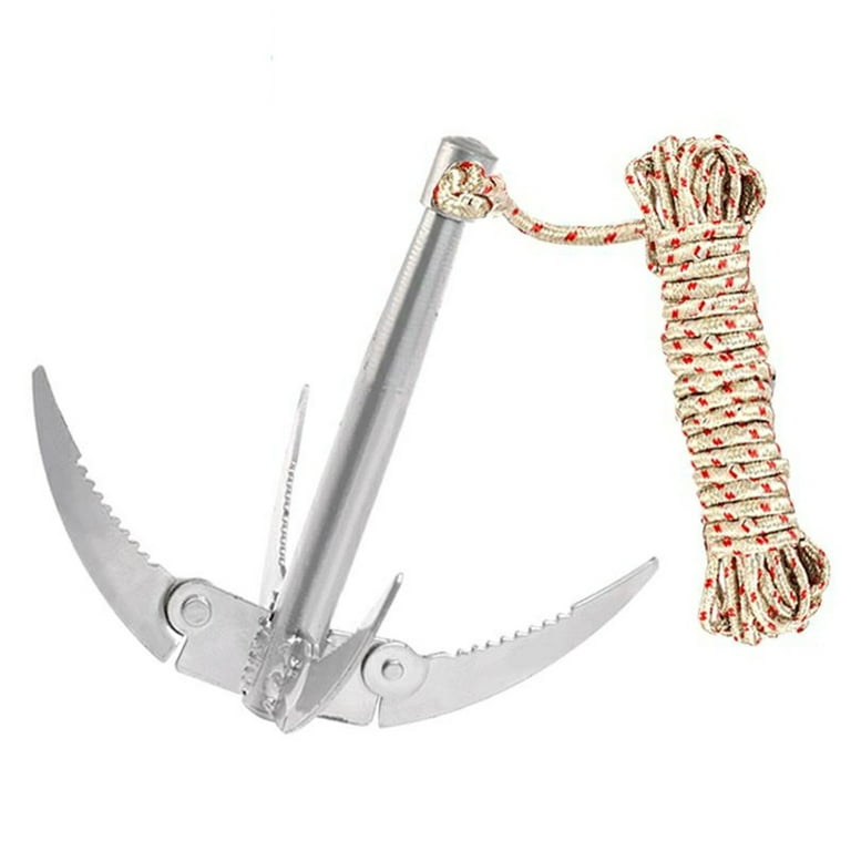 Folding Boats Anchor Grappling Hook Survival Tool with Rope Fishing  Supplies 