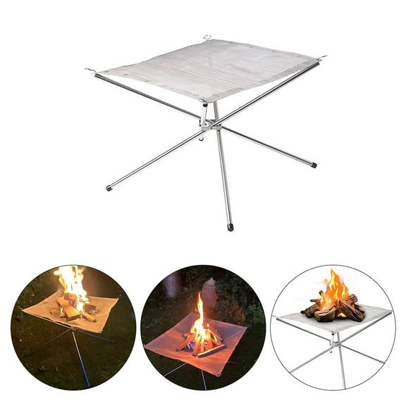 Folding Bonfire Rack Barbecue Rack Folding Steel Wire Mesh Picnic Barbecue Stove 56*56*43Cm Smile Home