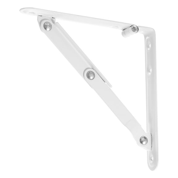 Folding Bracket 6 Inch 150mm for Shelves Table Desk Wall Mounted Support Collapsible Long Release Arm 2pcs (White)