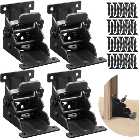 Folding Brackets 4 Packs Heavy Duty Self-Locking Hinge Table Legs Bracket Kit with 40 Screws for DIY Foldable Table, Workbench, Desk, Furniture (4)$$Hardware
