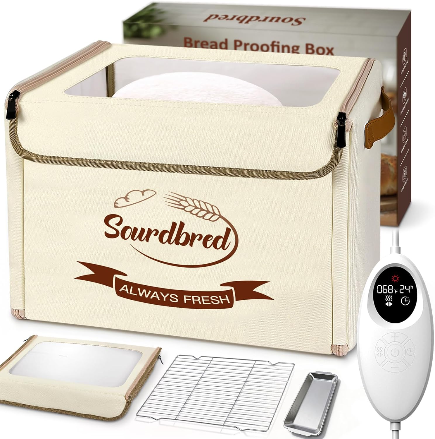 Folding Bread Proofing Box, Dough Proofer with 68-104°F Temperature and ...