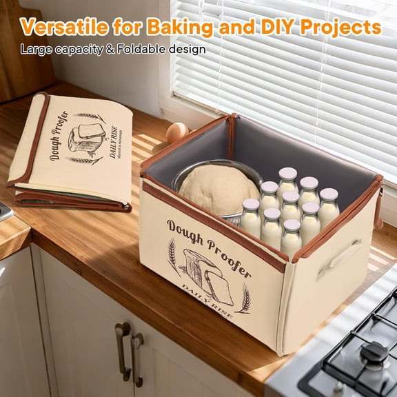 Folding Bread Proofing Box - Foldable Dough Proofer Boxs, with 6-speed 50-131    Temp Control & 9-speed 48H Timer, Fermentation box for Sourdough, Pizza, Yogurt, Kombucha
