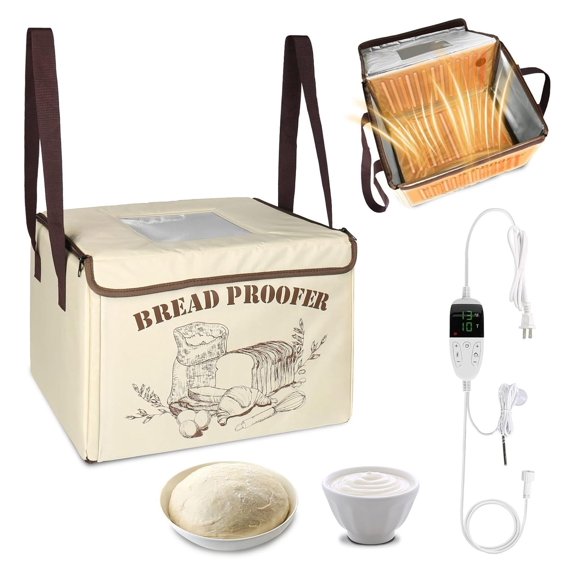 Folding Bread Proofing Box,Homemade Sourdough Proofing Box with 50-113 Temp Control & 12H Timer,Zippered Bread Proofer for Sourdough,Pizza,Yogurt,Seed Starting,Space-Saving & 5-Layer Fabric