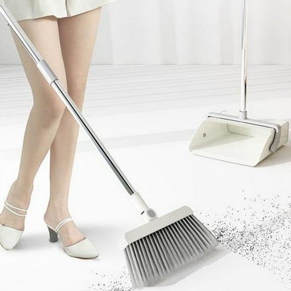 Folding Broom and Dustpan Set, Home Cleaning Combo with Comb Teeth for Easy Hair Removal, Lazy Sweeping Set with Long Handle, Space-Saving Design
