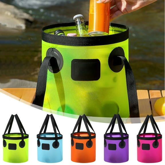 Folding Bucket Collapsible Basin,Large Capacity Outdoor Camping Fishing Wash Bin with Spout and Webbing Handle for Water Storage and Cleaning AKLJWH