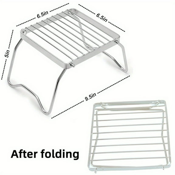 Folding Campfire Grill - Stainless Steel Camping Grill Grate with Foldable Legs, Adjustable Height, Thicker Cooking Racks for Outdoor Camping Cooking