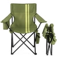 thumbnail image 1 of Folding Camping Chair with Built-in Cooler Bag & Cup Holder, 350lbs Capacity Portable Outdoor Camp Chair, Green Padded Folding Chair with Side Pocket for Camping, Beach, Patio, Picnic, Travel, 1 of 11
