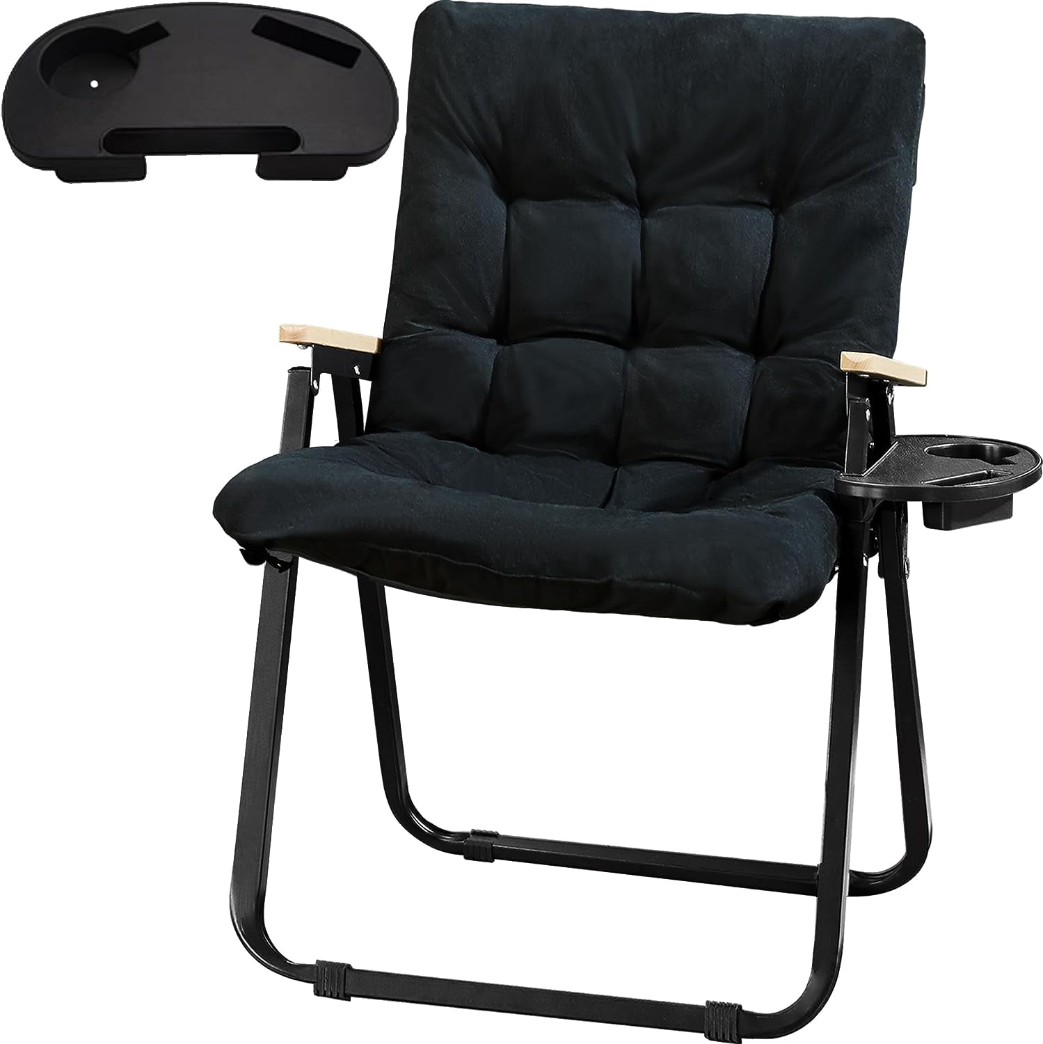 Folding Camping Chair with Detachable Cushion and Cup Holder, Lawn ...
