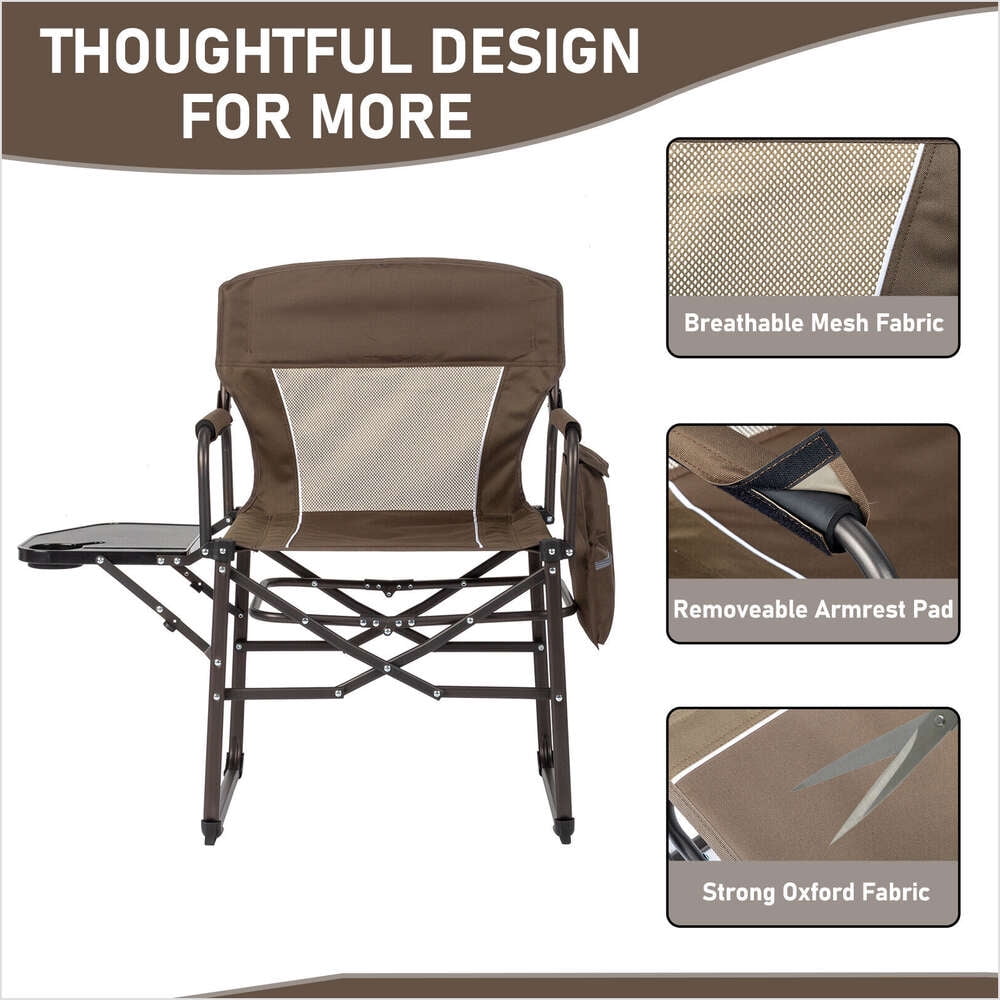 Folding Camping Chair Outdoor Heavy Duty Director Chair with Side Table