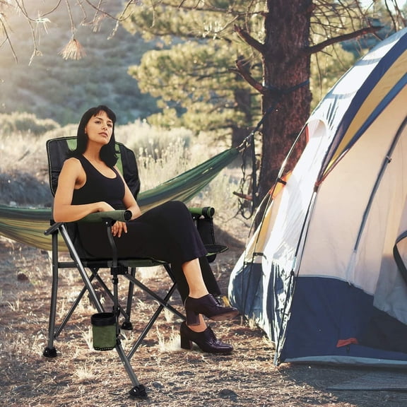 Oversized Folding Camping Chair with Cup Holder and Storage Bag