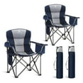 thumbnail image 1 of Folding Camping Chair Oversized Heavy Duty Padded Outdoor Chair with Cup Holder Storage and Cooler Bag, 450 LBS Weight Capacity, Thicken 600D ,2 Pack, 1 of 9
