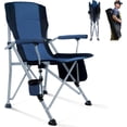 thumbnail image 1 of Folding Camping Chair, Portable High Back Folding Lawn Chairs for Adults, Outdoor Camping Chair with Cup Holder, Side Pocket, Hard Armrest, Carry Bag, Anti-slip Footpad, Support 350 lbs, Dark Blue, 1 of 12