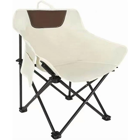 Folding Camping Chair, Portable Outdoor Backpacking Chair for Fishing, Hiking, Picnic, Camping, Beach, Lawn, Concert, Ultralight Compact with Carry Bag, 23"D x 14.2"W 14.2"H (Beige)