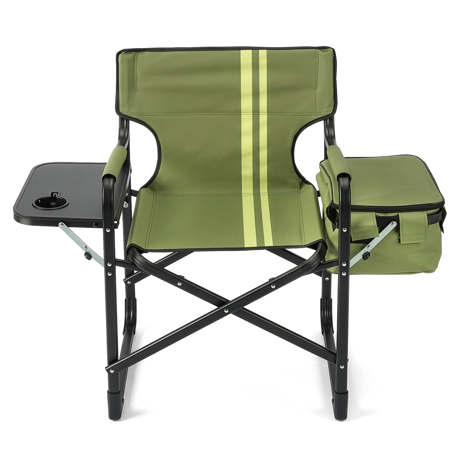 Folding Camping Chair with Side Table & Insulated Cooler Bag, Spray-Coated Aluminum Frame, 265 lbs Capacity Foldable Outdoor Chair for Camping Beach Fishing Picnic, 46.46" x 20.87" x 33.46"
