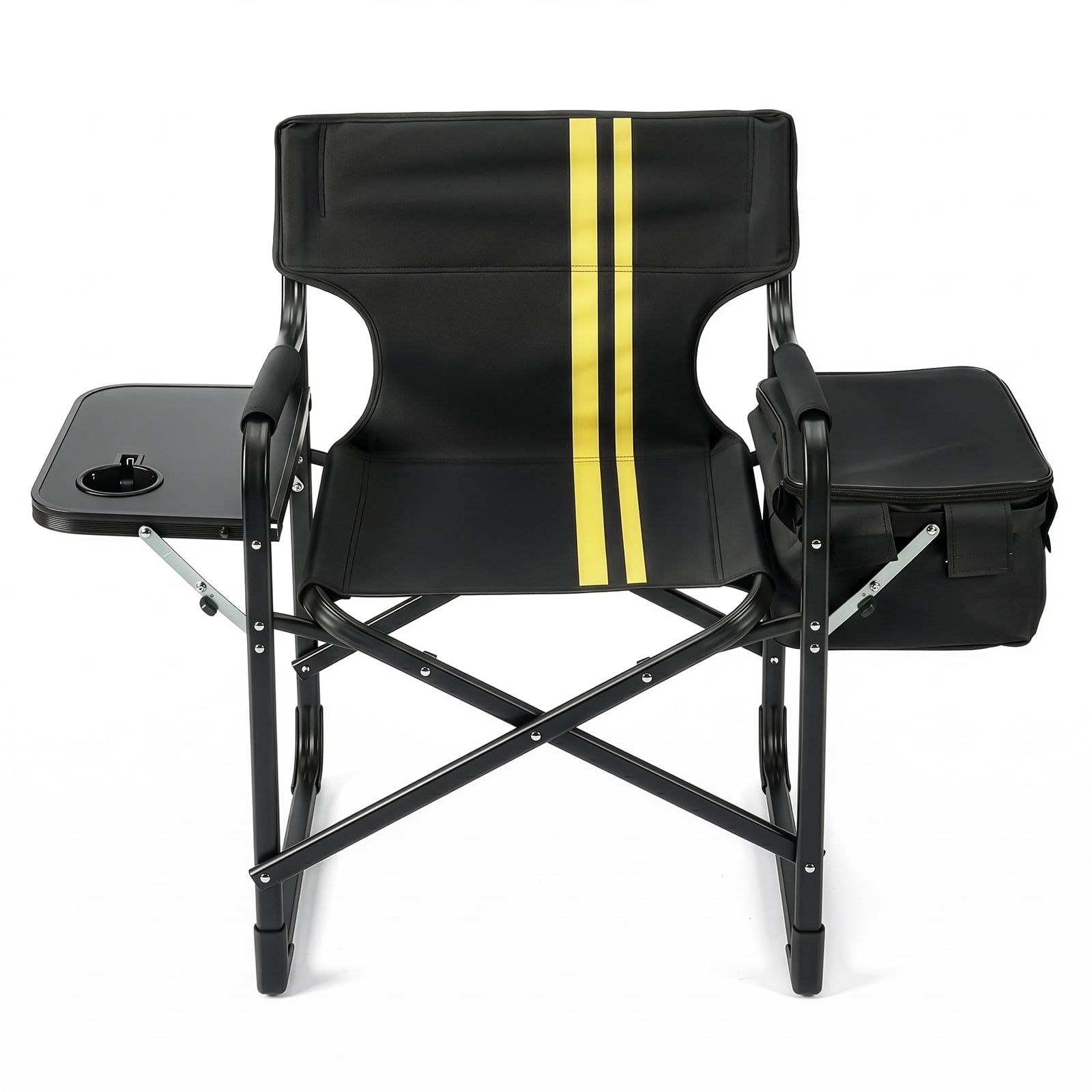 Folding Camping Chair with Side Table & Insulated Cooler Bag, Spray-Coated Aluminum Frame, 265 lbs Capacity Foldable Outdoor Chair for Camping Beach Fishing Picnic, 46.46" x 20.87" x 33.46"
