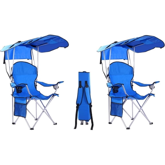 Folding Camping Chair with Canopy, Portable Beach Chair with Sun Shade for Outdoor, Lawn, Festival and Travel