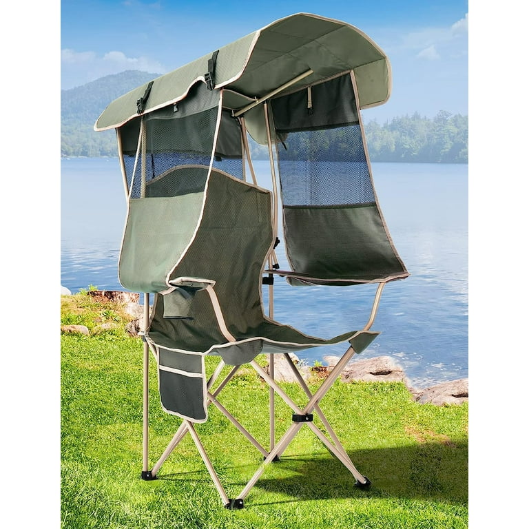 Camping chairs with sun shade discount