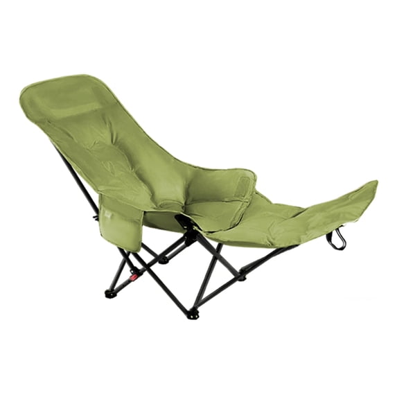 Folding Outdoor Camping Lounge Chair with Detachable Footrest, Adjustable Backrest Portable Chair for Camping Hiking Travel, Green
