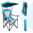 thumbnail image 1 of Folding Camping Chairs With Canopy Shade Portable Heavy Duty Outdoor Beach Chair, 1 of 8