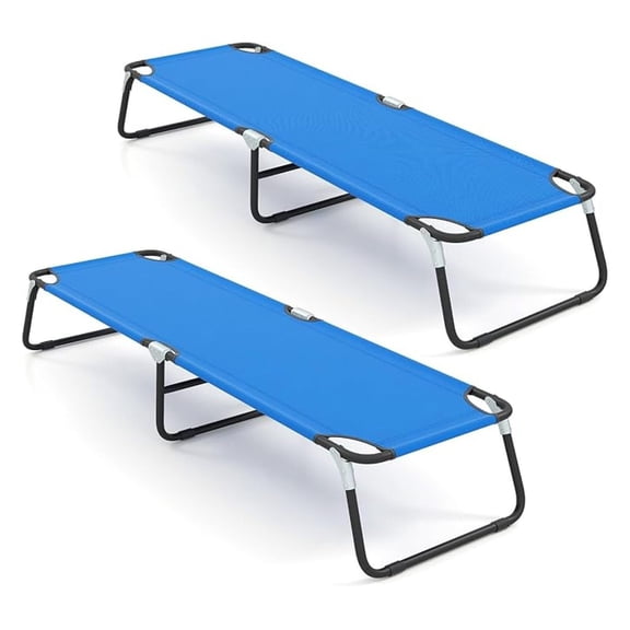Folding Camping Cot 2 Pack, Portable Ultralight Compact Sleeping Cot Bed for Adults with Fabric, for Outdoor Travel Backpacking Hiking Patio Home Office, 330LBS (2, Blue)