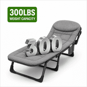Folding Camping Cot with Adjustable Backrest, Portable Padded Sleeping Cot, 300 lbs Weight Capacity, Foldable Lounge Chair for Camping, Office, Guest Room, Patio and Outdoor Travel