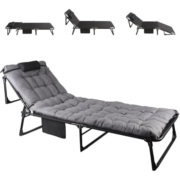 Folding Camping Cot, Adjustable Camping Cot for Adults, Portable Reclining Lounge Chair with Mattress/Pillow, 1200 D Oxford Camping Cots for Indoor/Outdoor$$Sport & Recreation Other