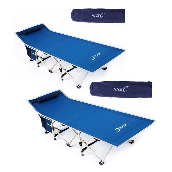 Folding Camping Cot, Camping Cot, Heavy-duty, Portable Bed, Folding Bed (2-Pack Blue)