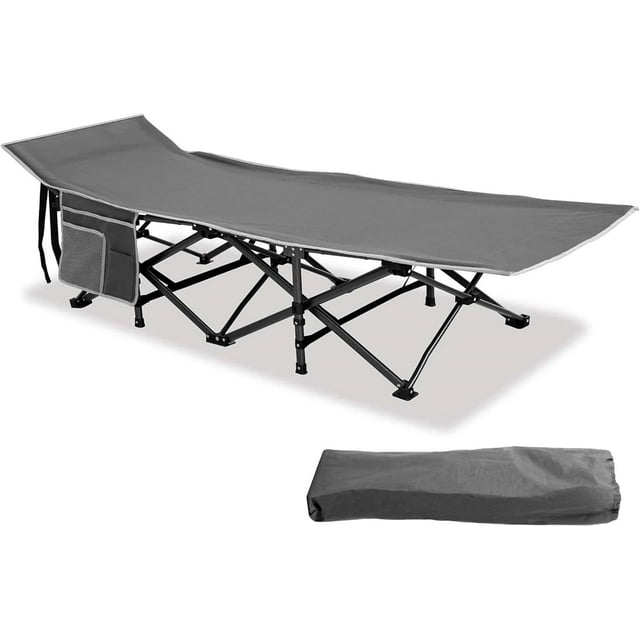 Folding Camping Cot, Camping Folding Bed Support 600Lbs Heavy Duty Camp Sleeping Cot, Portable