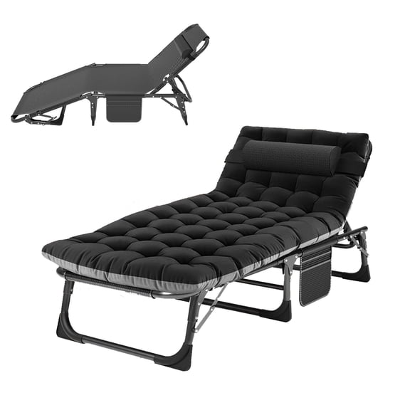 Folding Camping Cot with Detachable Mattress, Extra Wide 28-Inch Adult Sleeping Cot, Heavy-Duty Steel Frame Supports 440 Lbs, 1200D Oxford Portable Foldable Bed for Outdoor Travel, Black