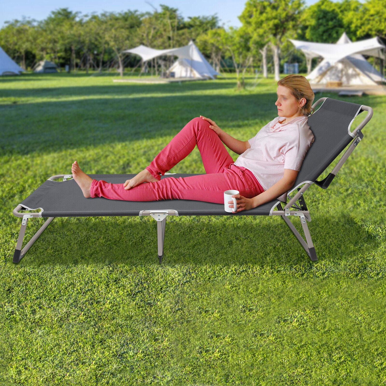 Folding Camping Cot Elevated Cot Portab Lightweight Sleeping Bed Outdoor