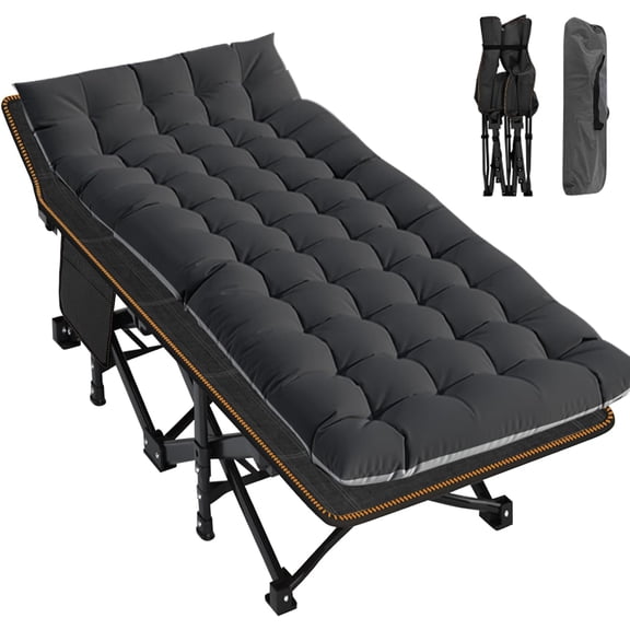 Folding Camping Cot, Extra Wide Heavy Duty Sleeping Cots with Carry Bag, Double Layer Oxford Portable Travel Camp for Home, Office Nap and Outdoor Beach