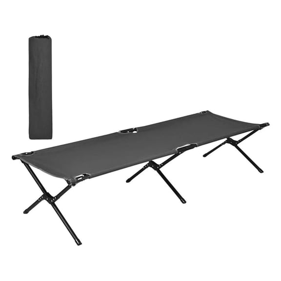 Folding Camping Cot, Heavy Duty Portable Military Cot with Fabric, Foldable Camping Bed for Outdoor Camping Hunting Indoor Office Nap (Grey)