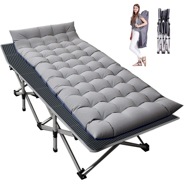 Folding Camping Cot, Heavy Duty Sleeping Cots with Carry Bag, Double