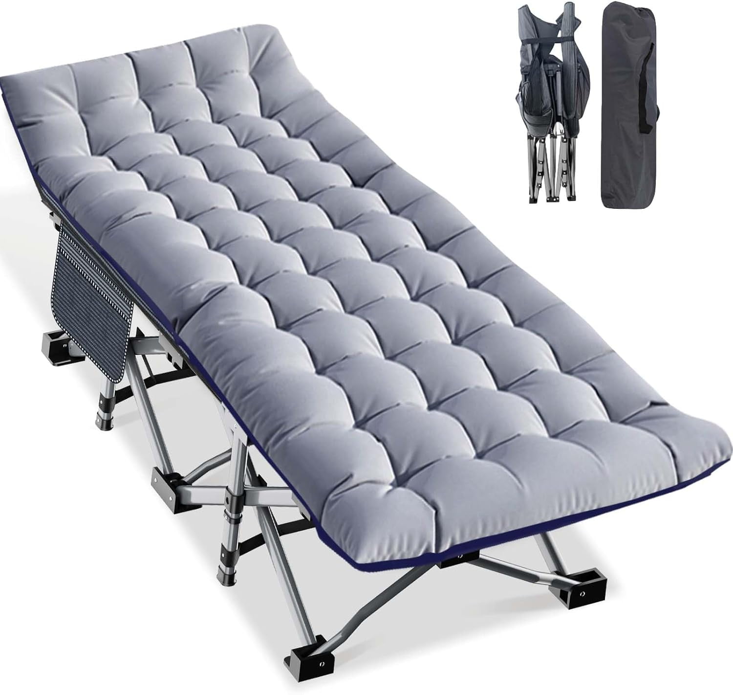 Folding Camping Cot, Heavy Duty Sleeping Cots with Carry Bag, Double