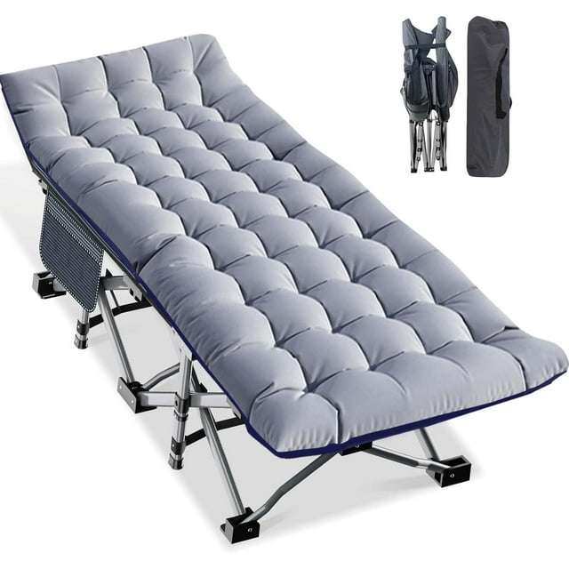 Folding Camping Cot, Heavy Duty Sleeping Cots with Carry Bag, Double