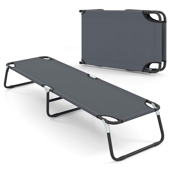 Folding Camping Cot, Portable Ultralight Sleeping Cot for Adults with Oxford Fabric, for Outdoor Travel Backpacking Hiking Patio Home Office Nap, Gray