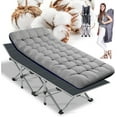 Folding Camping Cot W/Mat for Adults, Heavy Duty Outdoor Bed with Carry